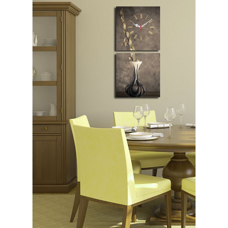 Casa si Gradina - Decoratiuni - Ceasuri - Ceas decorativ de perete, Wallxpert, panza din piele de caprioara, multicolor, 2 bucati, 28x28 cm - Infinity.ro