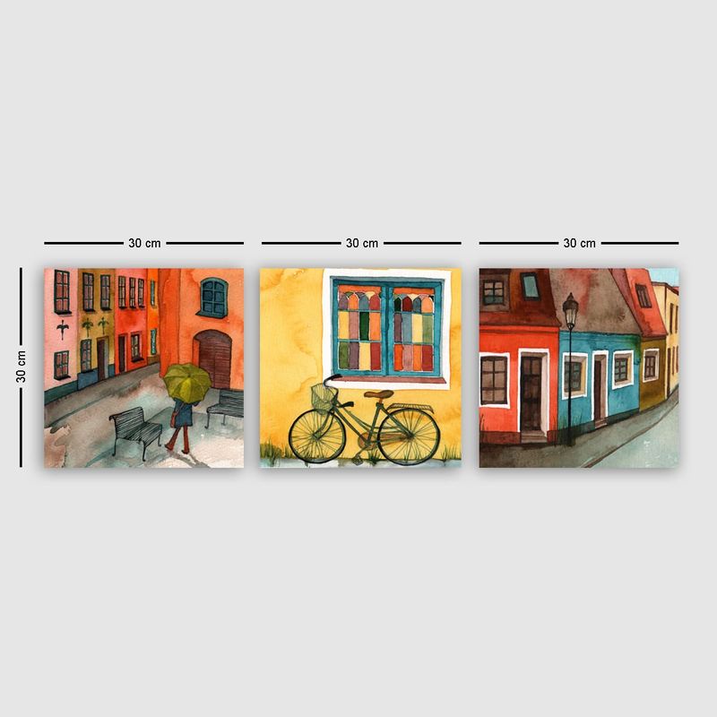 Casa si Gradina - Decoratiuni - Tablouri - Tablou decorativ set 3 piese, Wallxpert, panza, multicolor, 30x30 cm, 564RMY1131 - Infinity.ro