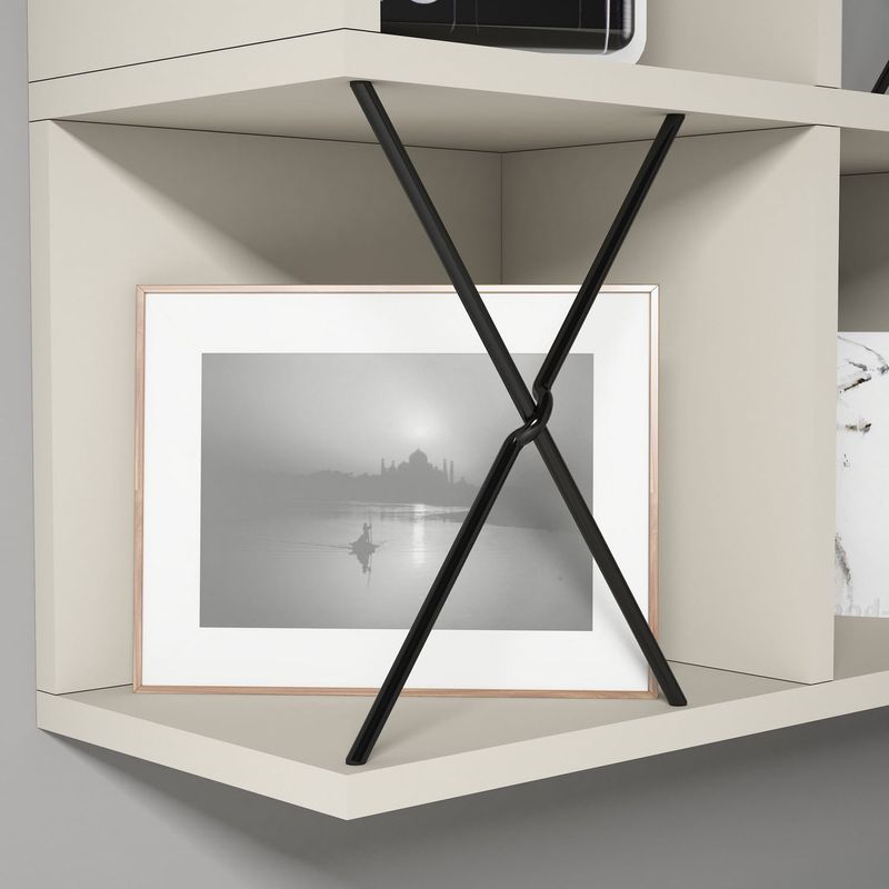 Casa si Gradina - Mobilier - Biblioteci si rafturi - Etajere - Etajera de perete, Hanah Home, panou de particule melaminat, crem si negru, 60x24x60 cm - Infinity.ro