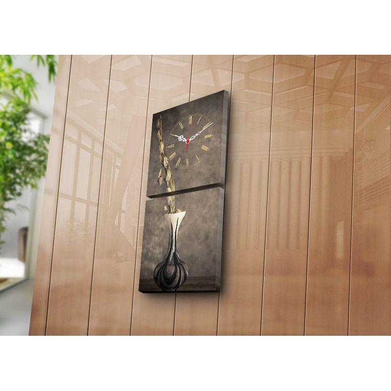 Casa si Gradina - Decoratiuni - Ceasuri - Ceas decorativ de perete, Wallxpert, panza din piele de caprioara, multicolor, 2 bucati, 28x28 cm - Infinity.ro