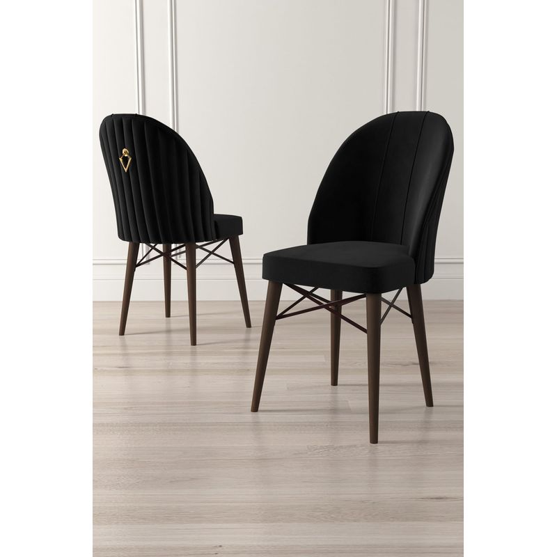 Casa si Gradina - Mobilier - Scaune si fotolii - Scaune - Set scaune, Hanah Home, metal, negru maro, 44x42x96 cm, 6 piese - Infinity.ro