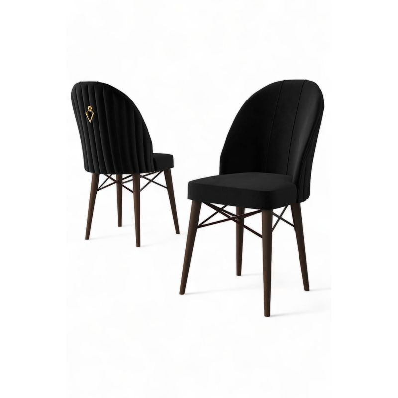 Casa si Gradina - Mobilier - Scaune si fotolii - Scaune - Set scaune, Hanah Home, metal, negru maro, 44x42x96 cm, 6 piese - Infinity.ro
