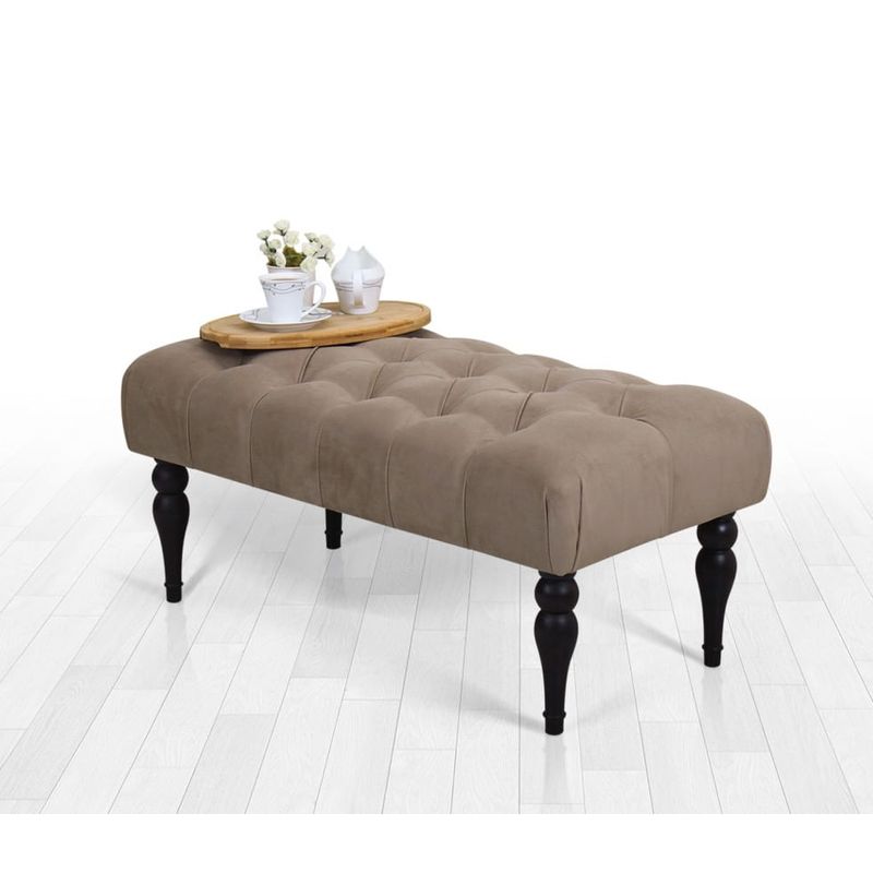 Casa si Gradina - Mobilier - Canapele si coltare - Banchete - Banca, Hanah Home, catifea si bumbac, maro, 92x43x48 cm - Infinity.ro