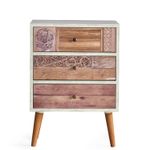 Casa si Gradina - Mobilier - Comode si corpuri - Comode - Comoda, Hanah Home, pal melaminat, alb si nuc, 50x35x68 cm - Infinity.ro
