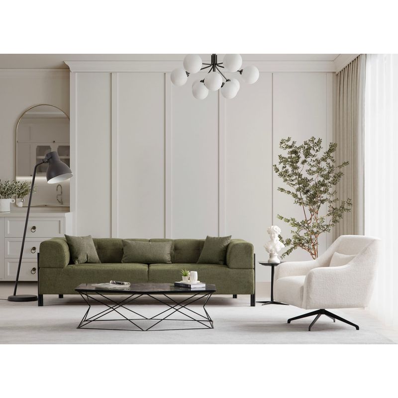 Casa si Gradina - Mobilier - Canapele si coltare - Canapele - Canapea 3 locuri, Hanah Home, lemn fag si pal, verde, 225x93x75 cm - Infinity.ro