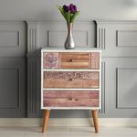 Casa si Gradina - Mobilier - Comode si corpuri - Comode - Comoda, Hanah Home, pal melaminat, alb si nuc, 50x35x68 cm - Infinity.ro
