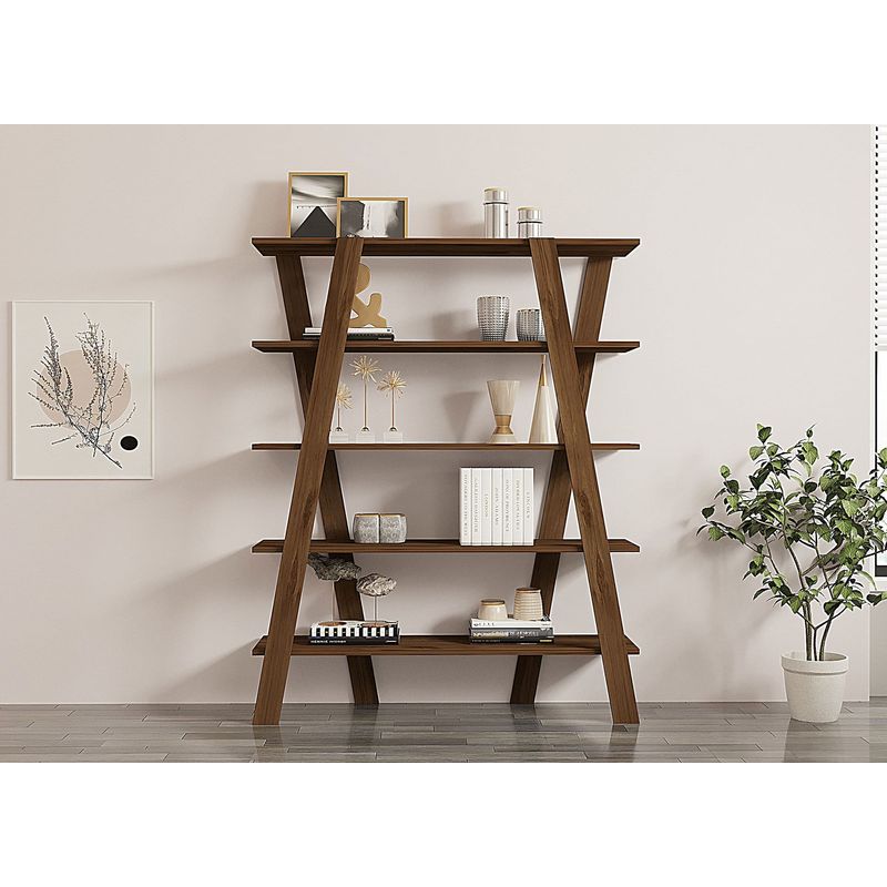 Casa si Gradina - Mobilier - Biblioteci si rafturi - Biblioteci - Biblioteca, Hanah Home, pal melaminat, nuc, 120x25x150 cm - Infinity.ro