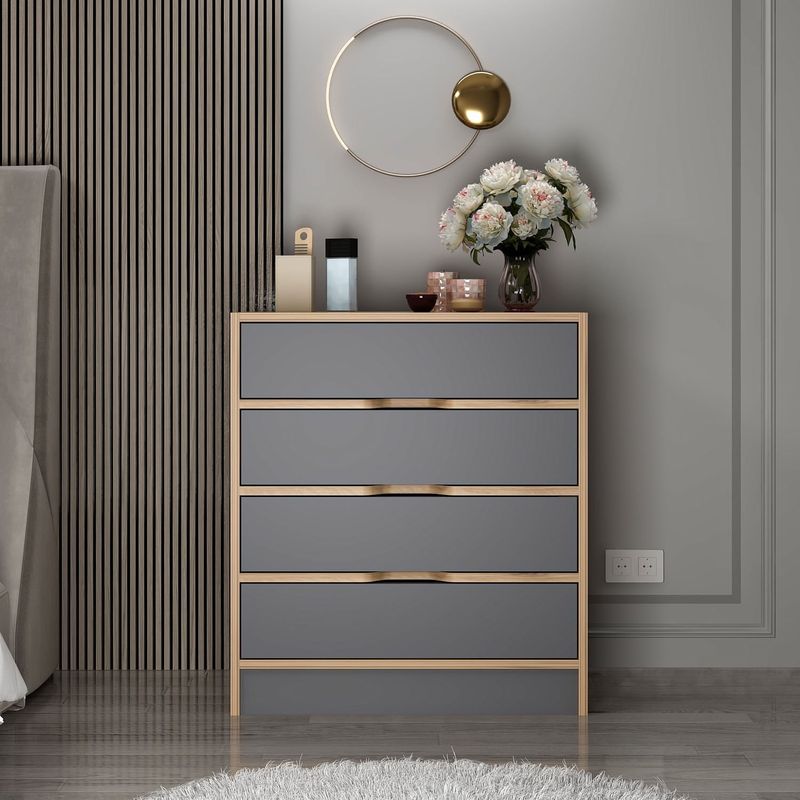 Casa si Gradina - Mobilier - Comode si corpuri - Comode - Comoda, Hanah Home, pal melaminat, nuc si antracit, 70x40x79 cm - Infinity.ro