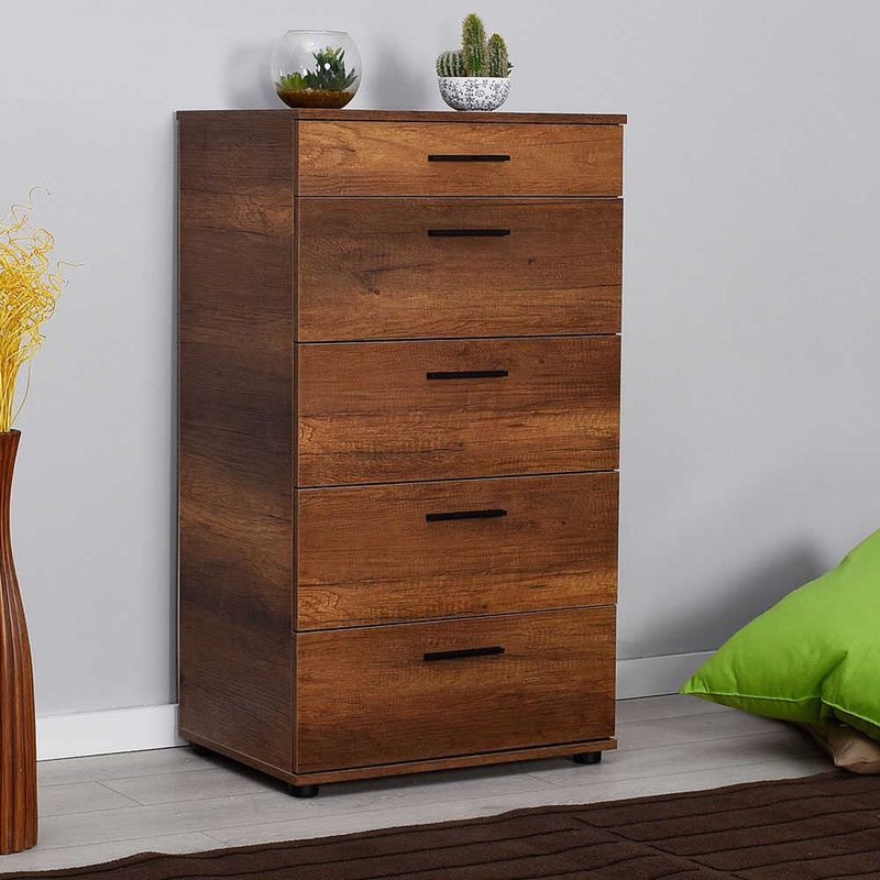 Casa si Gradina - Mobilier - Comode si corpuri - Comode - Comoda, Hanah Home, pal melaminat, nuc, 60x44x108 cm - Infinity.ro
