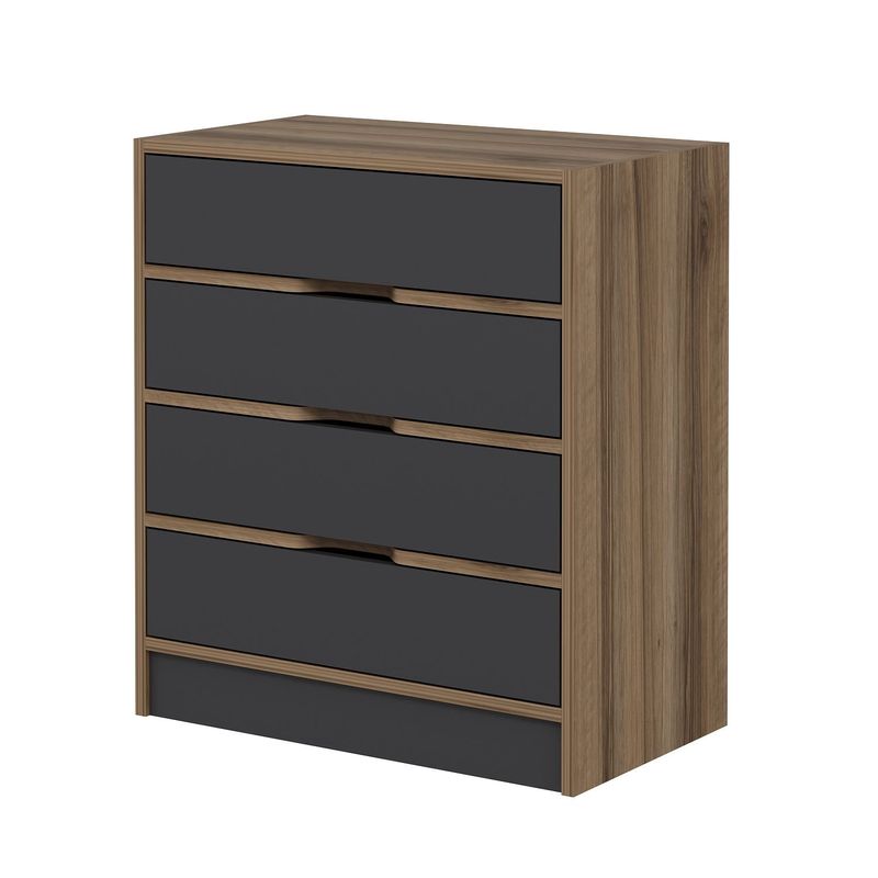 Casa si Gradina - Mobilier - Comode si corpuri - Comode - Comoda, Hanah Home, pal melaminat, nuc si antracit, 70x40x79 cm - Infinity.ro