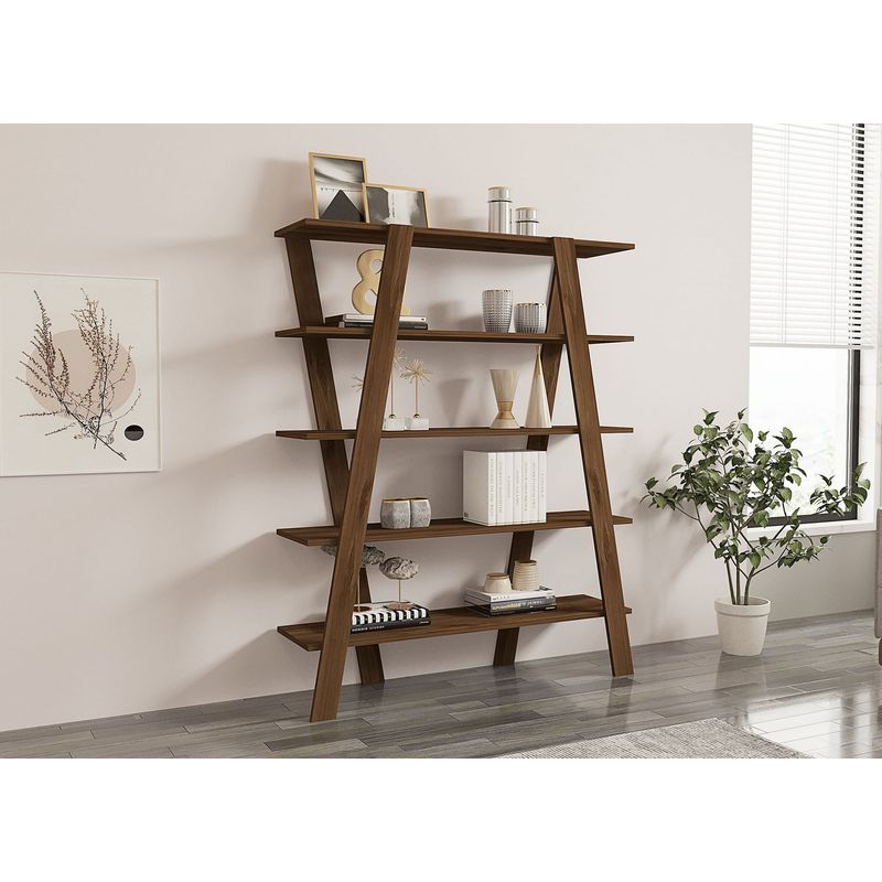 Casa si Gradina - Mobilier - Biblioteci si rafturi - Biblioteci - Biblioteca, Hanah Home, pal melaminat, nuc, 120x25x150 cm - Infinity.ro