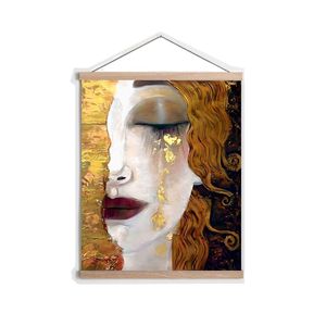 Tablou decorativ inramat, Wallxpert, multicolor, 50x70 cm, poliester-bumbac, rama lemn