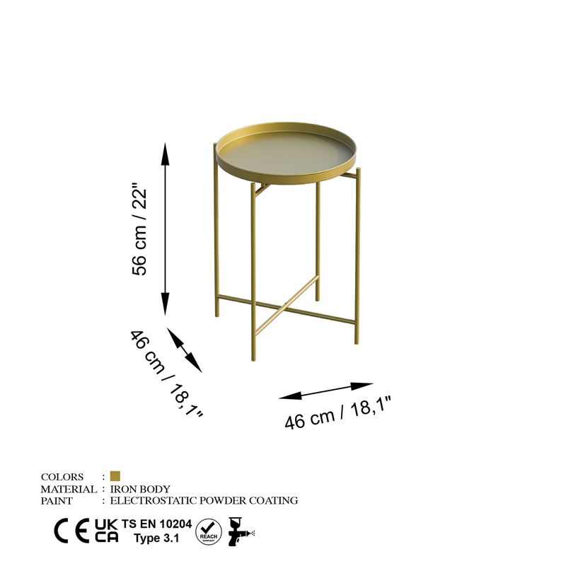 Casa si Gradina - Mobilier - Mese si birouri - Masute de cafea - Masuta de cafea, Hanah Home, metal, auriu, 46x46x56 cm, 491CRT1135 - Infinity.ro