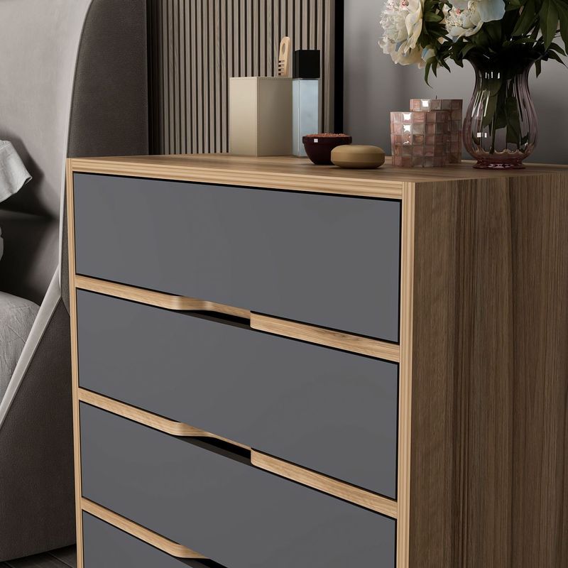 Casa si Gradina - Mobilier - Comode si corpuri - Comode - Comoda, Hanah Home, pal melaminat, nuc si antracit, 70x40x79 cm - Infinity.ro
