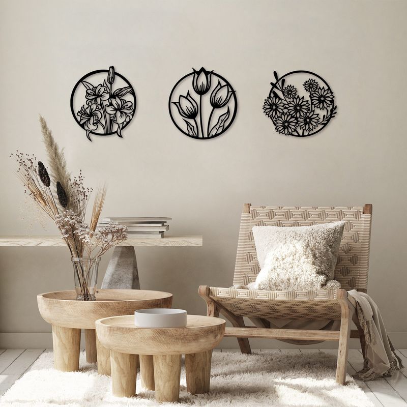Casa si Gradina - Decoratiuni - Decoratiuni perete - Decoratiune perete, Wallxpert, metal, negru, 30x34 cm, set 3 piese - Infinity.ro
