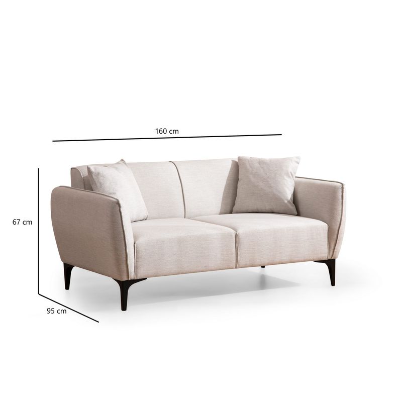 Casa si Gradina - Mobilier - Canapele si coltare - Canapele - Canapea 2 locuri, Hanah Home, lemn fag si pal, alb, 160x95x67 cm - Infinity.ro