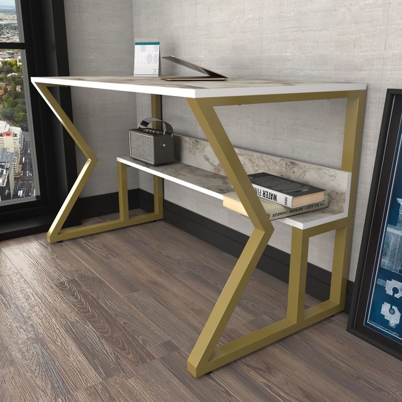 Casa si Gradina - Mobilier - Mese si birouri - Birouri - Birou, Hanah Home, pal melaminat, alb auriu, 120x60x72.8 cm, 875ZNA4574 - Infinity.ro