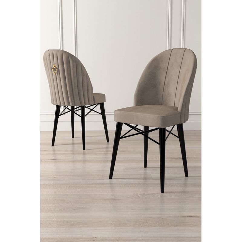 Casa si Gradina - Mobilier - Scaune si fotolii - Scaune - Set scaune, Hanah Home, metal, cappuccino si negru, 44x42x96 cm, 6 piese - Infinity.ro