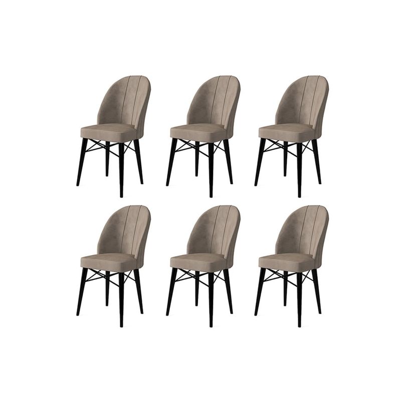 Casa si Gradina - Mobilier - Scaune si fotolii - Scaune - Set scaune, Hanah Home, metal, cappuccino si negru, 44x42x96 cm, 6 piese - Infinity.ro