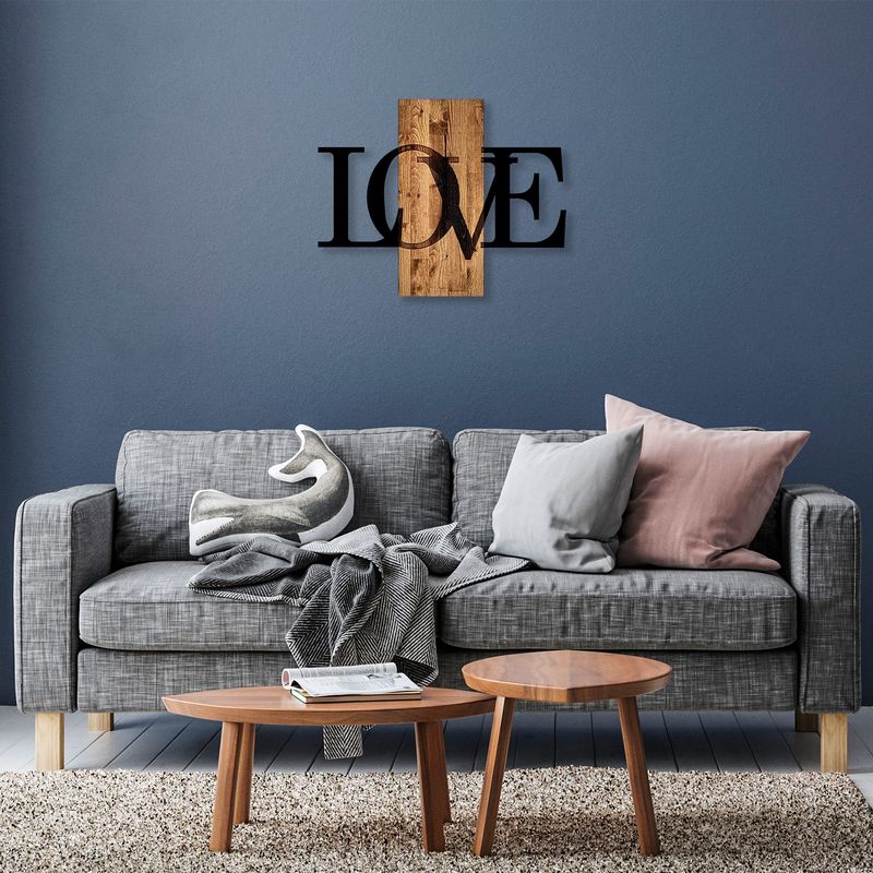 Casa si Gradina - Decoratiuni - Decoratiuni perete - Accesoriu decorativ de perete, Wallxpert, lemn si metal, nuc si negru, 58x73 cm - Infinity.ro