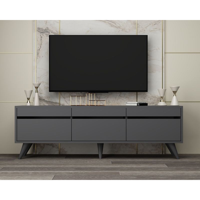 Casa si Gradina - Mobilier - Comode si corpuri - Comode - Comoda tv, Hanah Home, pal melaminat, antracit, 150x30x48 cm - Infinity.ro
