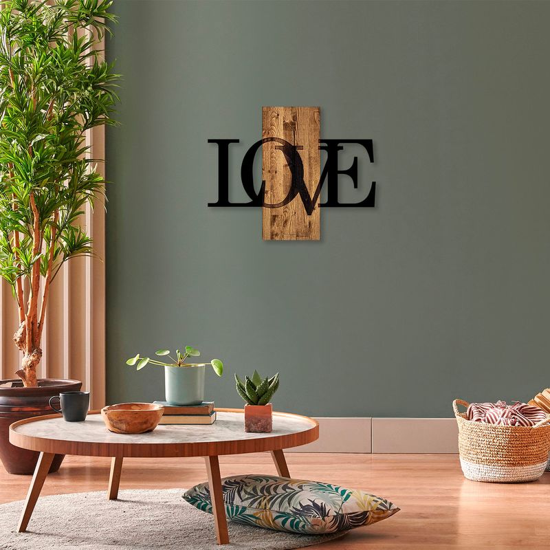 Casa si Gradina - Decoratiuni - Decoratiuni perete - Accesoriu decorativ de perete, Wallxpert, lemn si metal, nuc si negru, 58x73 cm - Infinity.ro