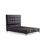 Casa si Gradina - Mobilier - Saltele si somiere - Somiere - Somiera cu tablie, Hanah Home, pal melaminat, negru, 100x200 cm - Infinity.ro