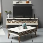 Casa si Gradina - Mobilier - Seturi de mobilier - Seturi living - Set mobilier living, Hanah Home, pal melaminat, crem, 150x50x30 cm - Infinity.ro