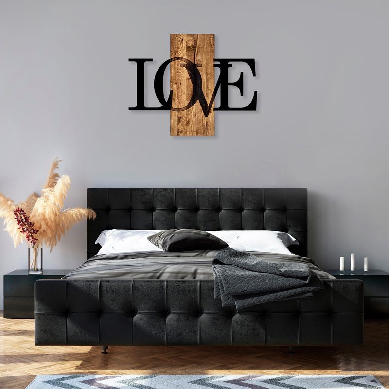 Casa si Gradina - Decoratiuni - Decoratiuni perete - Accesoriu decorativ de perete, Wallxpert, lemn si metal, nuc si negru, 58x73 cm - Infinity.ro