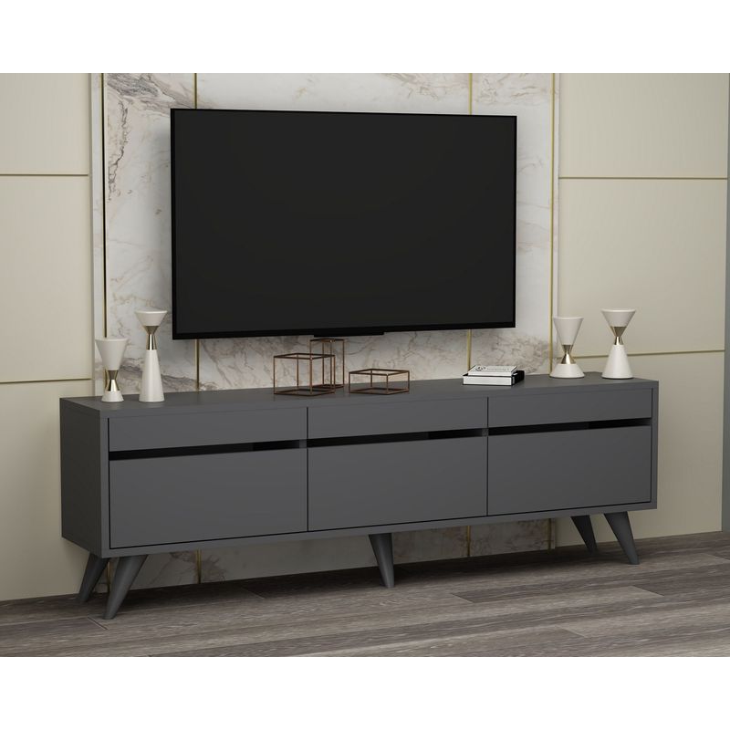 Casa si Gradina - Mobilier - Comode si corpuri - Comode - Comoda tv, Hanah Home, pal melaminat, antracit, 150x30x48 cm - Infinity.ro