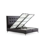 Casa si Gradina - Mobilier - Saltele si somiere - Somiere - Somiera cu tablie, Hanah Home, pal melaminat, negru, 100x200 cm - Infinity.ro