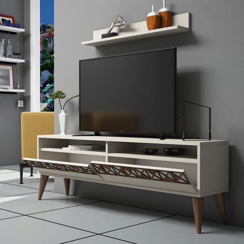 Casa si Gradina - Mobilier - Seturi de mobilier - Seturi living - Set mobilier living, Hanah Home, pal melaminat, crem, 150x50x30 cm - Infinity.ro