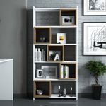 Casa si Gradina - Mobilier - Mese si birouri - Birouri - Birou cu biblioteca, Hanah Home, pal melaminat, alb si nuc, 120x65x75 cm - Infinity.ro