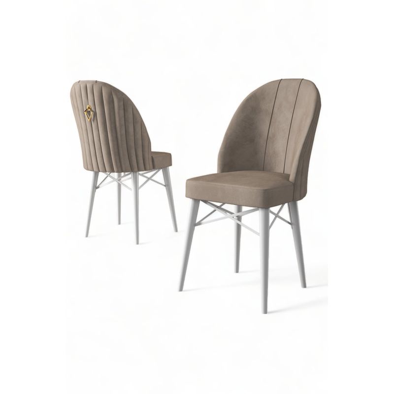 Casa si Gradina - Mobilier - Scaune si fotolii - Scaune - Set scaune, Hanah Home, metal, cappuccino si alb, 44x42x96 cm, 6 piese - Infinity.ro