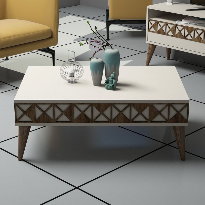 Casa si Gradina - Mobilier - Seturi de mobilier - Seturi living - Set mobilier living, Hanah Home, pal melaminat, crem, 150x50x30 cm - Infinity.ro