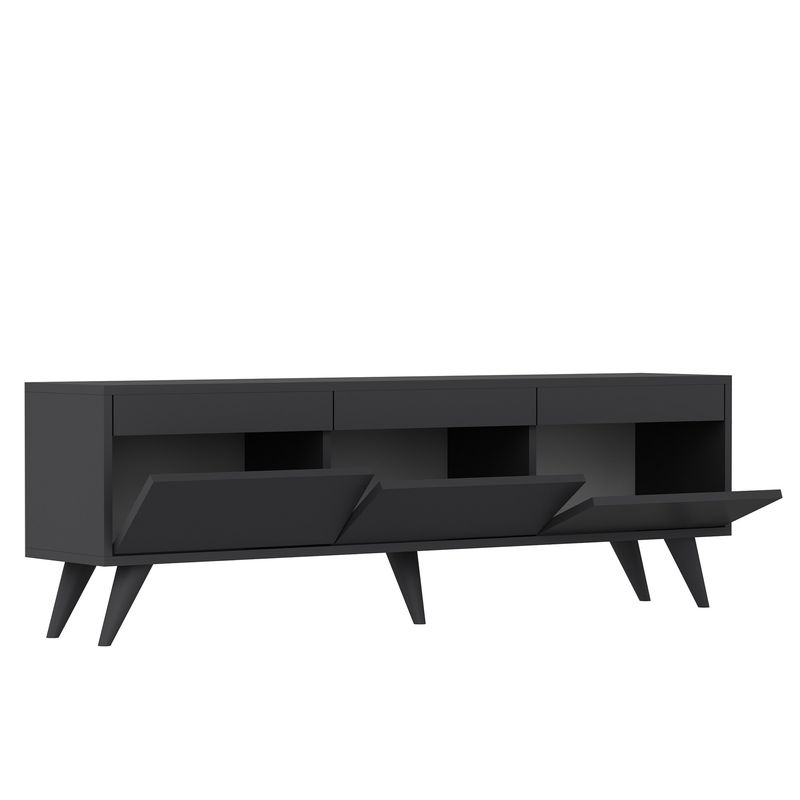 Casa si Gradina - Mobilier - Comode si corpuri - Comode - Comoda tv, Hanah Home, pal melaminat, antracit, 150x30x48 cm - Infinity.ro