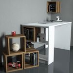 Casa si Gradina - Mobilier - Mese si birouri - Birouri - Birou cu biblioteca, Hanah Home, pal melaminat, alb si nuc, 120x65x75 cm - Infinity.ro