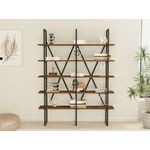 Casa si Gradina - Mobilier - Biblioteci si rafturi - Biblioteci - Biblioteca, Hanah Home, pal melaminat, nuc si negru, 126x26x160 cm - Infinity.ro
