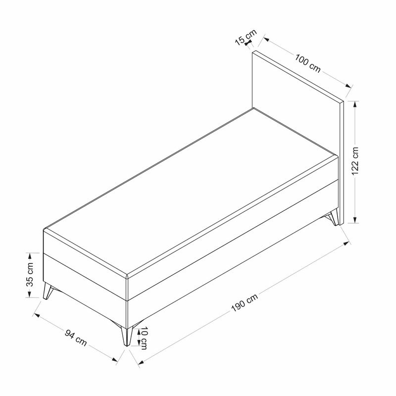 Casa si Gradina - Mobilier - Saltele si somiere - Somiere - Somiera cu tablie, Hanah Home, pal melaminat, bej, 100x190 cm - Infinity.ro