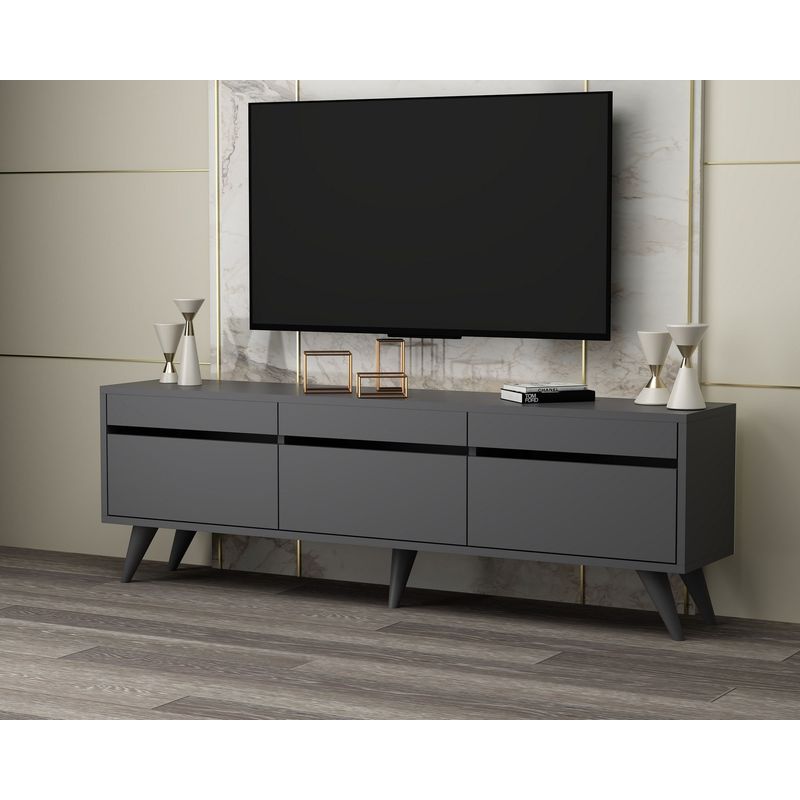 Casa si Gradina - Mobilier - Comode si corpuri - Comode - Comoda tv, Hanah Home, pal melaminat, antracit, 150x30x48 cm - Infinity.ro