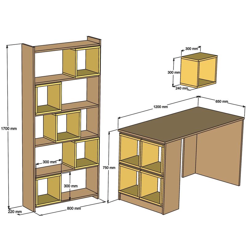Casa si Gradina - Mobilier - Mese si birouri - Birouri - Birou cu biblioteca, Hanah Home, pal melaminat, alb si nuc, 120x65x75 cm - Infinity.ro