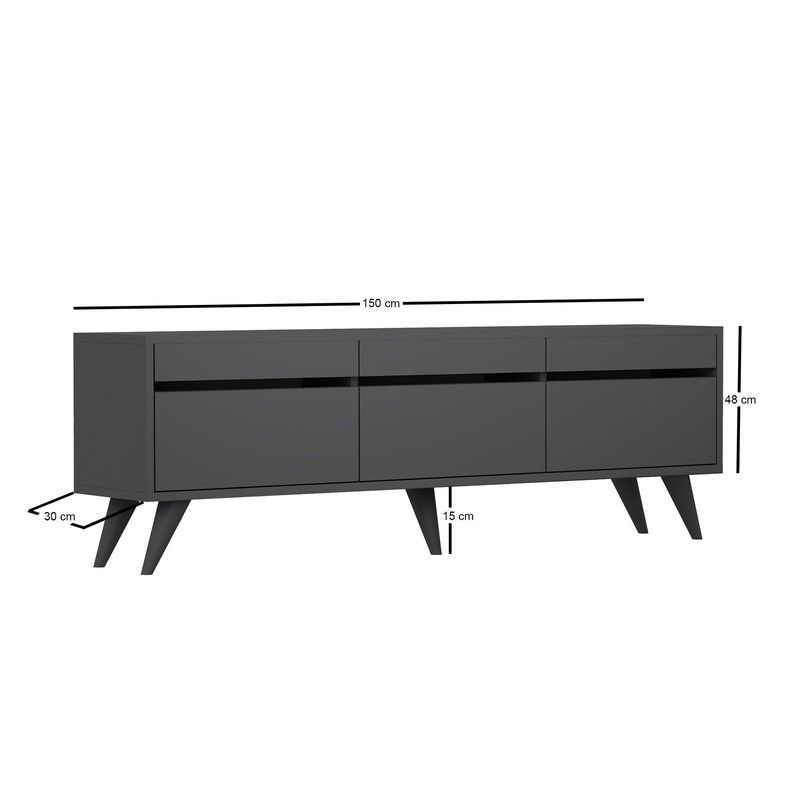 Casa si Gradina - Mobilier - Comode si corpuri - Comode - Comoda tv, Hanah Home, pal melaminat, antracit, 150x30x48 cm - Infinity.ro
