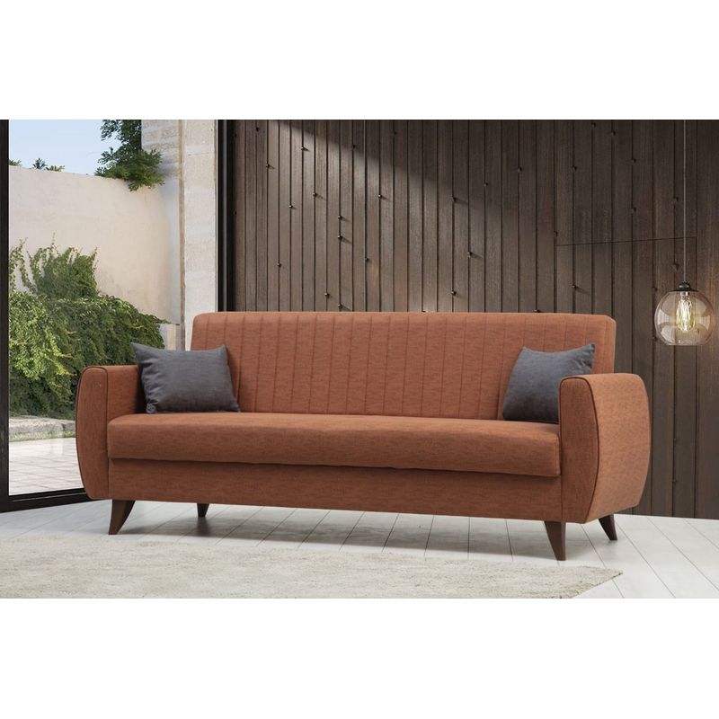 Casa si Gradina - Mobilier - Canapele si coltare - Canapele - Canapea extensibila 3 locuri, Atelier Del Sofa, poliester texturat in, rosu tigla, 214x86x77 cm - Infinity.ro