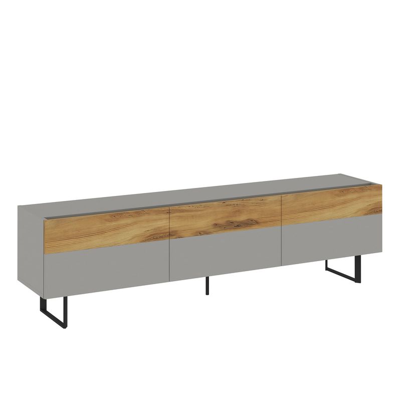 Casa si Gradina - Mobilier - Comode si corpuri - Comode - Comoda tv, Hanah Home, pal melaminat, gri si stejar, 180x49x37 cm - Infinity.ro