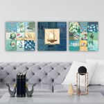 Casa si Gradina - Decoratiuni - Tablouri - Tablou decorativ set 3 piese, Wallxpert, panza, multicolor, 30x90 cm, rama lemn, 564RMY1187 - Infinity.ro