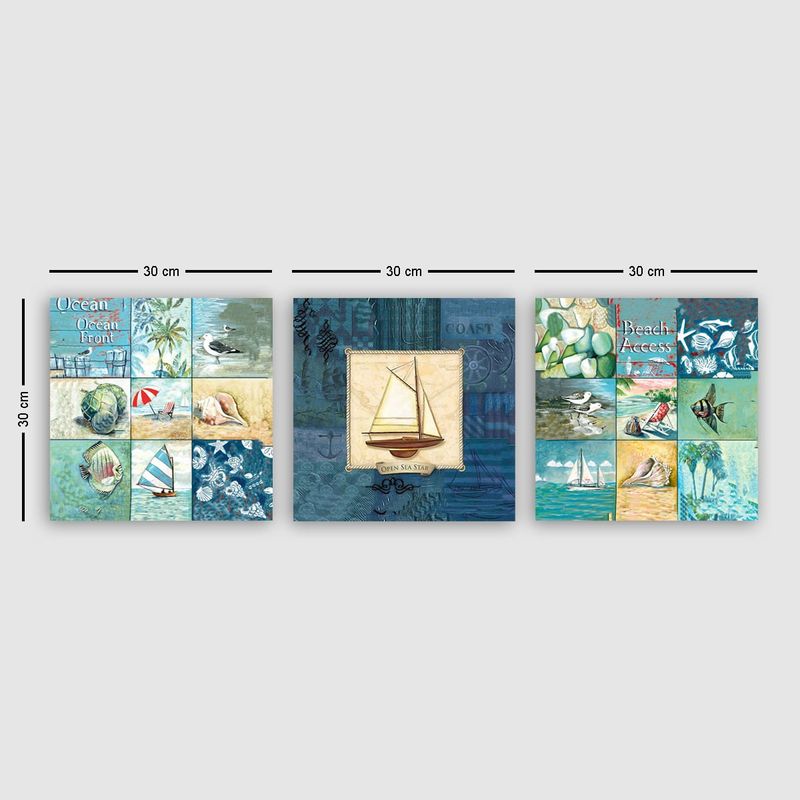 Casa si Gradina - Decoratiuni - Tablouri - Tablou decorativ set 3 piese, Wallxpert, panza, multicolor, 30x90 cm, rama lemn, 564RMY1187 - Infinity.ro