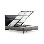 Casa si Gradina - Mobilier - Paturi si accesorii - Paturi - Pat dublu cu tablie, Hanah Home, placa aglomerata melaminata, stofa, gri inchis, 180x200 cm - Infinity.ro