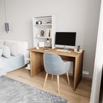 Casa si Gradina - Mobilier - Mese si birouri - Birouri - Birou cu raft, Hanah Home, pal melaminat, stejar si alb, 120x150x55 cm - Infinity.ro