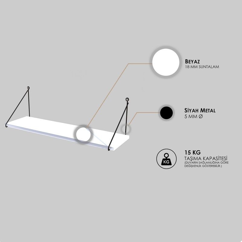 Casa si Gradina - Mobilier - Biblioteci si rafturi - Rafturi - Raft de perete, Hanah Home, pal melaminat, alb, 72x20x20 cm, 775DCM1603 - Infinity.ro