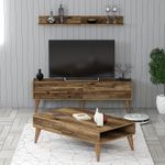 Casa si Gradina - Mobilier - Seturi de mobilier - Seturi living - Set mobilier living, Hanah Home, pal melaminat, nuc, 845HCT5394 - Infinity.ro